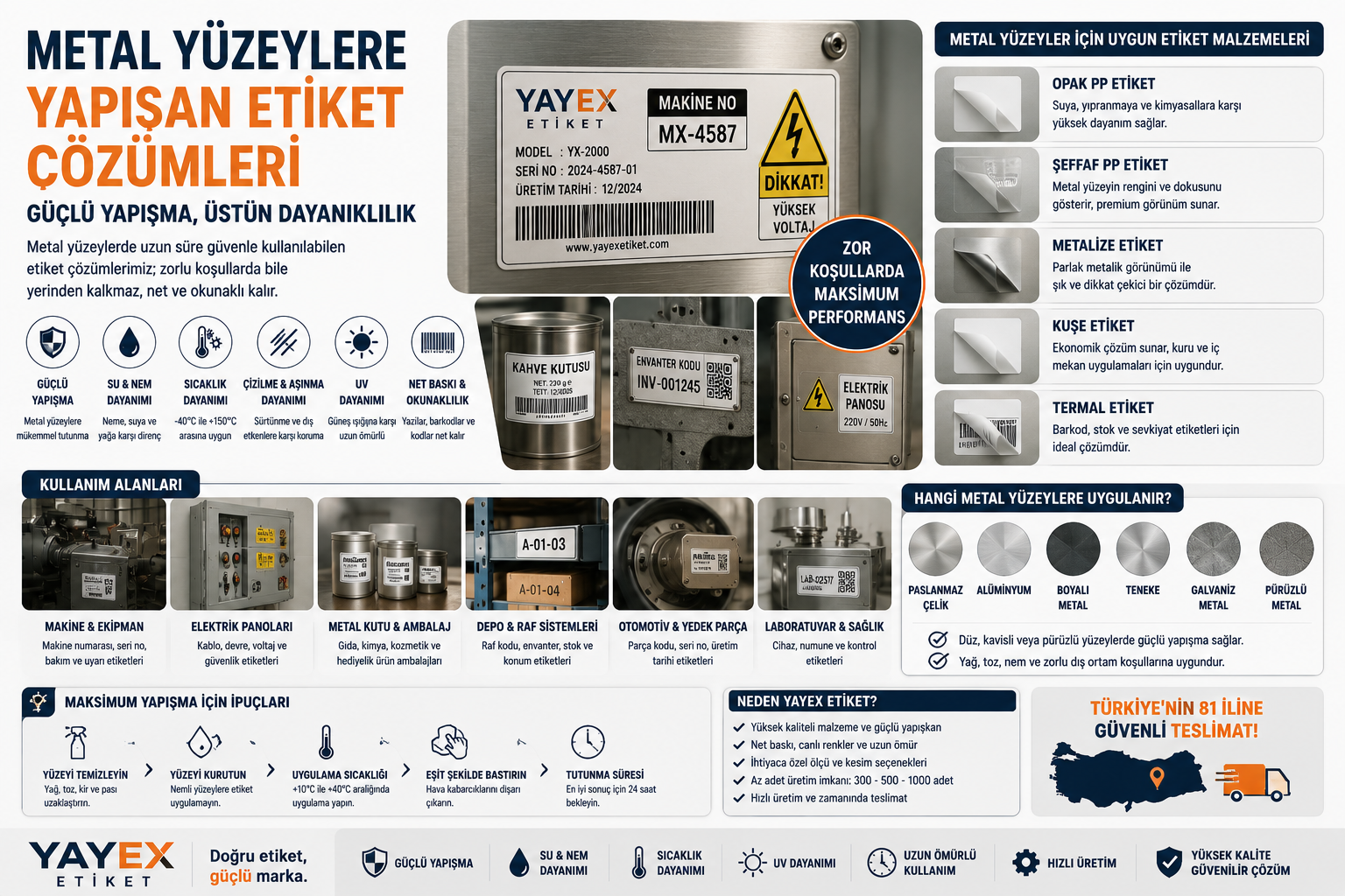 Metal Yüzeylere Yapışan Etiket Çözümleri: Kullanım Alanları ve Doğru Seçim