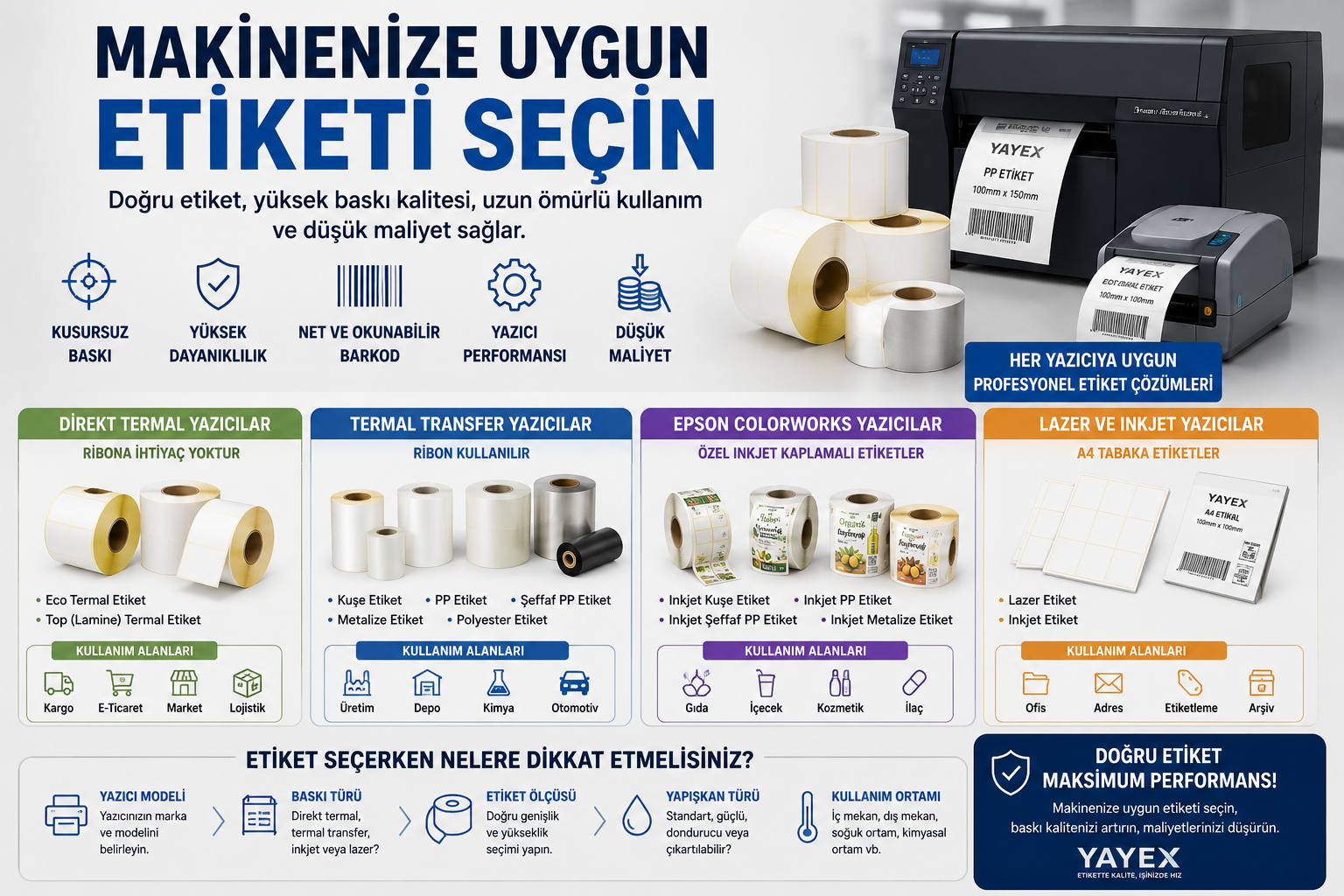 Makinenize Uygun Etiketi Seçin: Doğru Etiket, Kusursuz Baskı | YAYEX Etiket